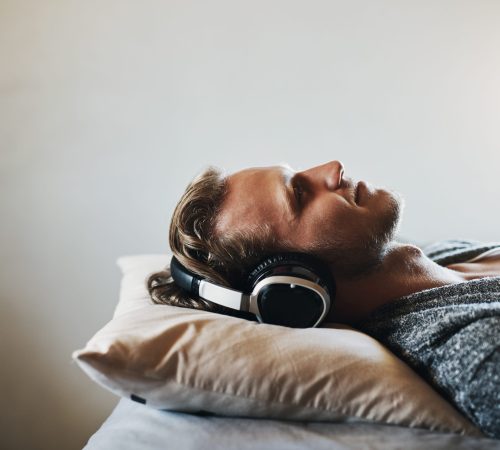 Man,,Headphones,And,Relax,In,Bed,For,Meditation,App,,Radio Man,,Headphones,And,Relax,In,Bed,For,Meditation,App,,Radio